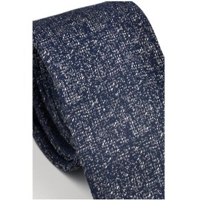 Resim Gaffy Füme Gri Kırcıl Desenli Lacivert Dokuma Kumaş Mendilli Slim Fit Kravat // Sdk230917 Gri - Lacivert 