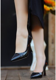 Resim Pabucmarketi Siyah Rugan Stiletto Kadın Ayakkabı Çok Renkli 