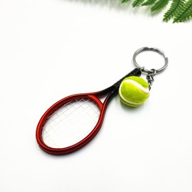 Resim Mini Raketler ve Toplarla 6 Renkli Tenis Anahtarlık - Oyuncular ve Fanlar için Spor Hediye 