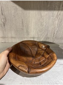 Resim Ahşap El Şeklinde Yuvarlak Çerezlik /sunumluk - 20 Cm 