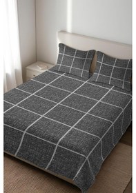 Resim Parlak Kadife Kumaş Kapitoneli Çift Kişilik Yatak Örtüsü Seti 3 Parça Cky0034 Renkli 