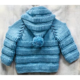 Resim Gümüş Düğme Unisex Bebek El Örgüsü Hırka 