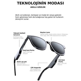 Resim X11 Akıllı Güneş Gözlüğü Beyaz Android İos Uyumlu Tws Bluettoth Kulaklık Gözlük Çift Hoparlör Beyaz 