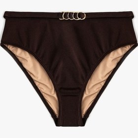 Resim Koton Aksesuar Detaylı Parlak Yüksek Bel Toparlayıcı Bikini Altı Kahverengi 5sak00250mm Kahve 