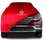 Resim ULTRASHOP Renault Koleos (2019 - ) Kırmızı Kumaş Araba Branda Logolu Penye Oto Branda 