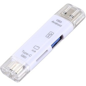 Resim Usb C 3 1 Tip C Mikro Usb Çok Fonksiyonlu Kart Okuyucu Sd Tf, Otg 5'i 1 Arada Destekler 
