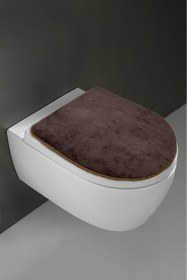 Resim Teksev Klozet Kapak Örtüsü Ultrasoft Düz Kahve Renk Banyo Klozet Örtüsü 