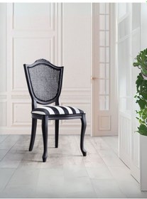 Resim Kupa Ahşap Oymalı Sandalye Siyah 