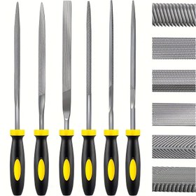 Resim 5/10 Adet Metal Eğe Seti, Sertleştirilmiş Alaşımlı Çelikten Üretilmiş, Düz, Yarım Yuvarlak, Kare ve Yuvarlak Eğeler Dahil, Plastik Saplı Dayanıklı El Aleti 