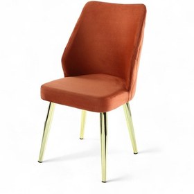 Resim Puffy Sandalye - Babyface Turuncu Kumaş - Metal Gold Ayak 
