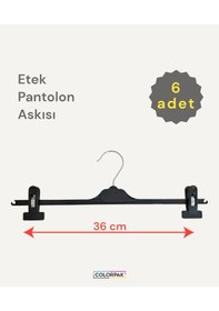 Resim Etek Pantolon Askısı 6 Adet Elbise Askısı Mandallı Askı Siyah 
