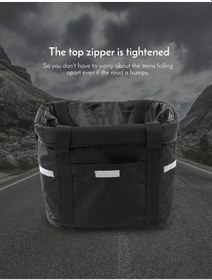 Resim Padalink Bisiklet Ön Sepeti, Alüminyum Çerçeve, Çekmeceli Kapatma, Çok Amaçlı Taşıma, Pet/alışveriş İçin, 22mm Çubuk Uyumlu, Katlanabilir Siyah 