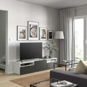 Resim Tv sehpası, beyaz-koyu gri, 180x42x39 cm, LAPPVIKEN 