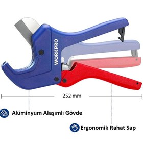 Resim WORKPRO WP301007 60.5mm Profesyonel PPRC Plastik Boru Kesme Makası 