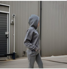 Resim Ceyss Design Unisex Üç İplik Şardonlu Oversize Hoodieli Eşofman Takımı-haki Haki 