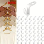 Resim 50 adet/takım Plastik Elbise Askısı Bağlantı Kanca, Dayanıklı Ağır Hizmet Askılar, Elbise için Evdeki Alan Tasarrufu, Dolap, Gardırop, Ev, Yurt, Kolej İçin Önemli 
