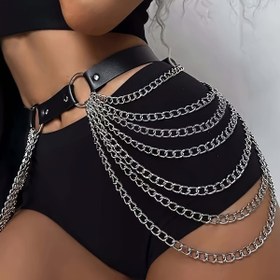 Resim Y2K Punk Goth Y2K Punk Kemer, Çok Katmanlı Zincir Püskül Kemer, Suni Deri, Zarif Tarz, Kadınlar İçin, Tüm Mevsimler, Sevgililer Günü, Günlük Durum 