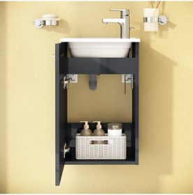 Resim VitrA Mia 69582 Banyo Dolabı Seti Parlak Antrasit 40 CM Antrasit 