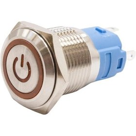 Resim 16A-P1Z-Ec 16Mm Düz Anahtarlı Işıklı Power Metal Buton - Sarı 