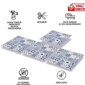 Resim Tink Kendinden Yapışkanlı Modern Mavi Desenli Pvc Karo 30x30 Cm 