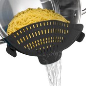 Resim 1 adet Ayarlanabilir Klipsli Süzgeç - Kaplar ve Kase için Uygun, Elektrik Gerektirmez - Pasta, Sebzeler ve Meyvelerin Süzme İçin İdeal - Dayanıklı, Esnek Elde Tutulan Süzgeç Aksesuarı Ev ve Karavan Mutfakları İçin 