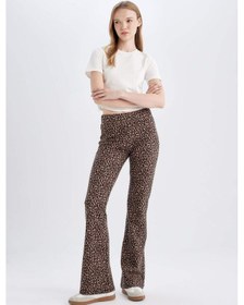 Resim Defacto Flare Fit Lepoar Desenli Düz Paça Uzun Boy Pantolon D7452AX24AUBG655 Bej 