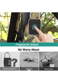 Resim Createtech Parmak İzi Kilitli Akıllı Kilit - Su Geçirmez, Şarj Edilebilir, 20 Parmak Kayıt Kapasiteli 