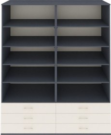 Resim Kronos Gardrop 10 Raflı 6 Çekmeceli 176x59x221 Antrasit-antrasit/aytaşı Antrasit/aytaşı 