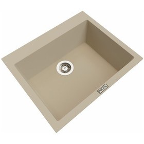 Resim Polex Cristalüx Granit Evye P-X60 Bej Tezgah Altı Ve Tezgah Üstü Kare Mutfak Evyesi 60x50 CM 