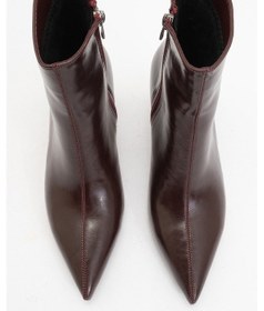 Resim Luvishoes Luvi Shoes Noya Bordo Cilt Sivri Burun Kadın İnce Topuklu Bot Bordo 
