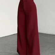 Resim Kadın Yüksek Bel Kadife Geniş Paça Pantolon - Günlük Bol Kesim, Düz Renk, Tüm Sezon Konforu, Suni Cepler, Rahat Moda|Günlük Stil| Dokulu 