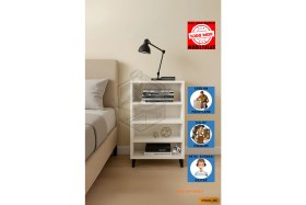 Resim Tamamı Mdf 4 Raflı Siyah Ayaklı Modern Dergilik / Kitaplık 