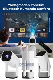 Resim KairTech Taşınabilir Powerbankli 4k Destekli 1080p Android Sistemli Sinema Projeksiyon Cihazı 