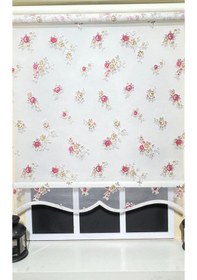 Resim Storburada Çift Mekanizmalı Çiçekli Tül Stor Ve Ekru Stor Perde St 045 Ekru 