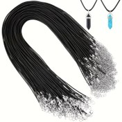 Resim 50'li Paket 45.72cm Ayarlanabilir PU Deri Kordon Kolye Uçları, Örgülü Mumlu İp Zincirler DIY Takı Yapımı İçin, Günlük Tarz Pandantif Malzemeleri 