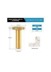 Resim Monyee Mermer Ve Kuvars Taşları İçin Taban Lavabo Yuva Açıcı, Kesici Ve Taşlama Aleti - Uç Çapı 12.7mm, Genişliği 30.5mm 