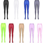 Resim Siyah Kadın Parlak Yağlı Parlak Ayaklı Külotlu Çorap Tayt Tayt Parıltılı Hold Up Çorap İç Çamaşır Siyah 