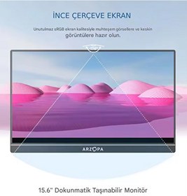 Resim Arzopa A1 T 15.6" Full HD 60 Hz IPS Ultra İnce Dokunmatik Taşınabilir Monitör 