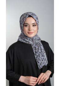 Resim Hürrem Bone Gri Pratik Hazır Geçmeli Tesettür Eşarp Kesik Elyaf Piliseli Çiçe (553630026) Gri 