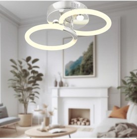 Resim Honos 2li Krom Plafonyer Led Avize Krom 