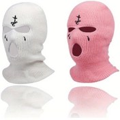 Resim Userfriendly11 Siyah Beyaz Pembe 2 Adet Balaklava Yuz Maskesi Yumusak Sicak Akrilik Kislik Spor Yuzluk Beyaz+pembe 
