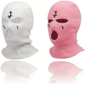 Resim Userfriendly11 Siyah Beyaz Pembe 2 Adet Balaklava Yuz Maskesi Yumusak Sicak Akrilik Kislik Spor Yuzluk Beyaz+pembe 