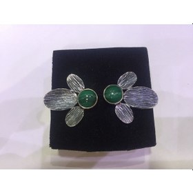 Resim Gumusevi Malahit Taşlı 925 Ayar Gümüş El Işi Küpe 