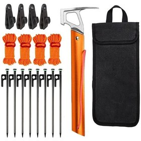 Resim 18 Adet 11.8 Inç Metal Çadır Kazıkları Çadır Kelepçeleri Ve Saklama Çantası Black Hammer Set Büyük Britanya Siyah 