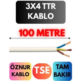 Resim Öznur 3x4 Ttr Kablo Metre Seçenekli Beyaz - 100mt 