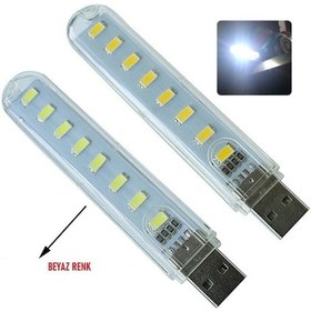 Resim Taşınabilir Mini USB Beyaz LED Lamba 8 Ledli 5730 SMD Kamp Stick 