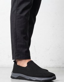 Resim Ultra Hafif Nefes Alabilir Siyah Gri Slip-On Sneaker Günlük Rahat Erkek Spor Ayakkabı 