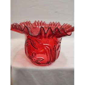 Resim Normadia Kıvırcık Avize Camı, Tam Kırmızı, Alt Çap: 10CM, Yükseklik: 15.5cm 