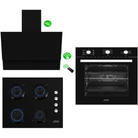 Resim Turmalin Plus 3'lü Kumandalı Siyah Cam Ankastre Set (FM7600B-FM2200B-FM3400B) 
