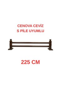Resim Cenova S Pile Ve Perde Düğmesi Uyumlu Çetray Çift Raylı Modern Ahşap Rustik Ceviz 225 Cm Ceviz 